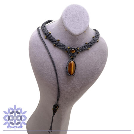 گردنبند چشم ببر رنگ طوسی